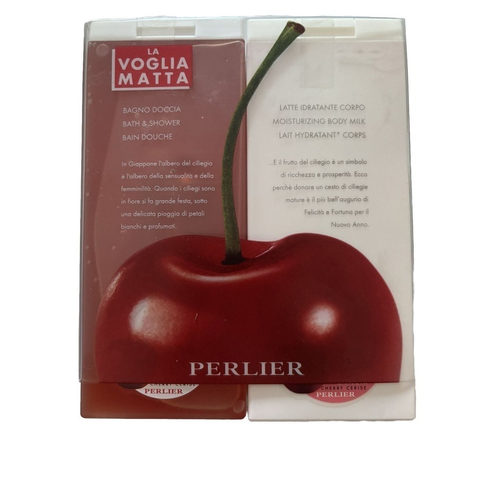 La Voglia Matta Cherry by Perlier 6.7 oz shower gel + 6.7 oz milk BRAND NEW